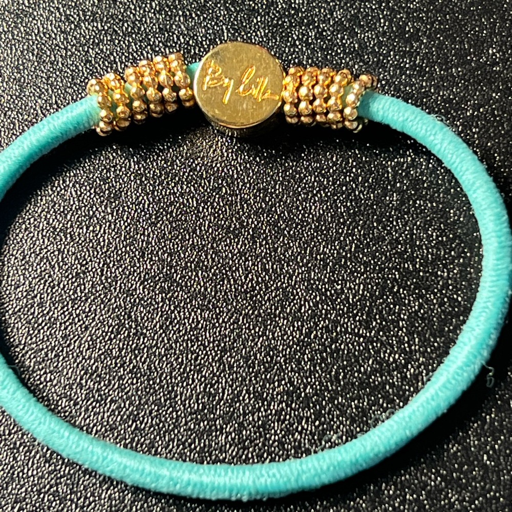 Little Words Project turquoise cord gold-toned bead accents By Lilli bracelet